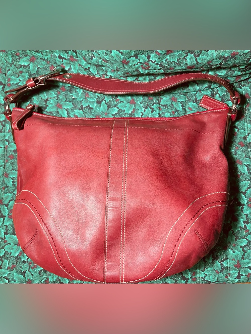 Coach Soho Red Leather Hobo Shoulder Bag Handbag Vintage Y2K F10907
